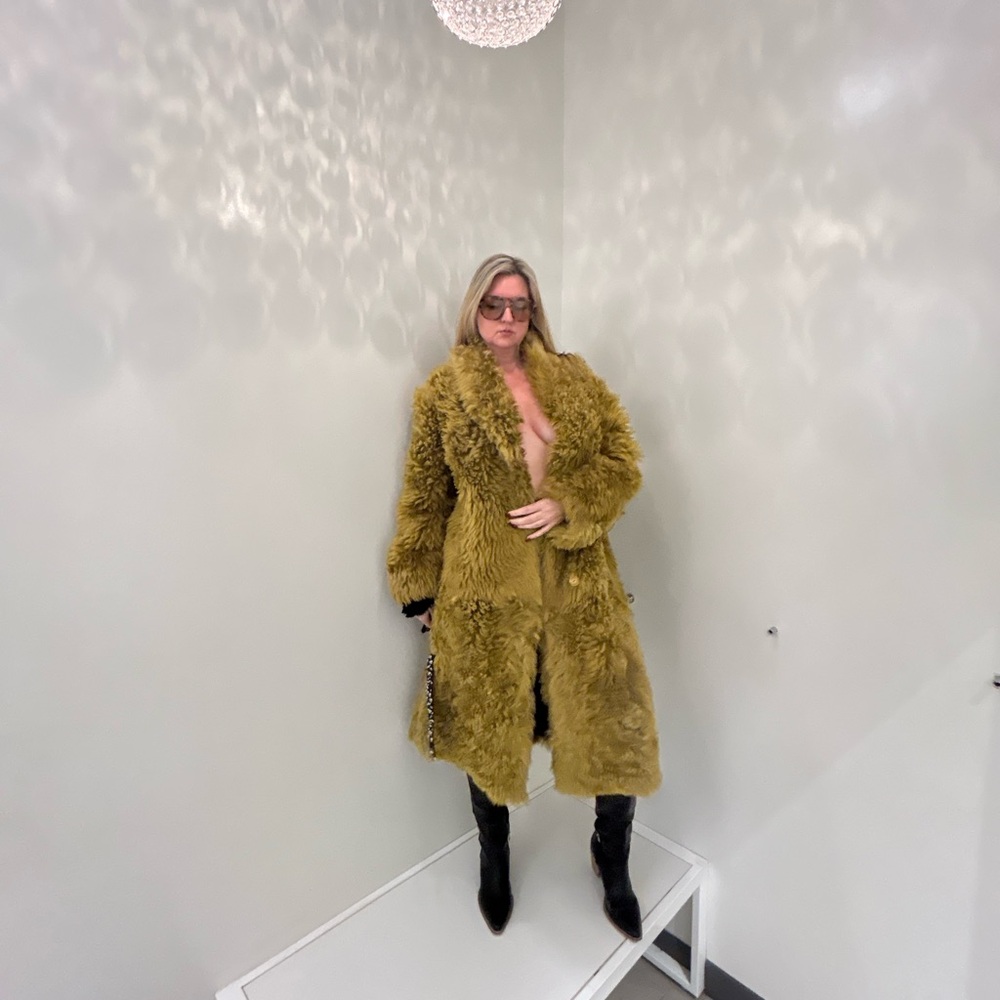 Nigel Preston & Knight Olive Green Fur Coat large